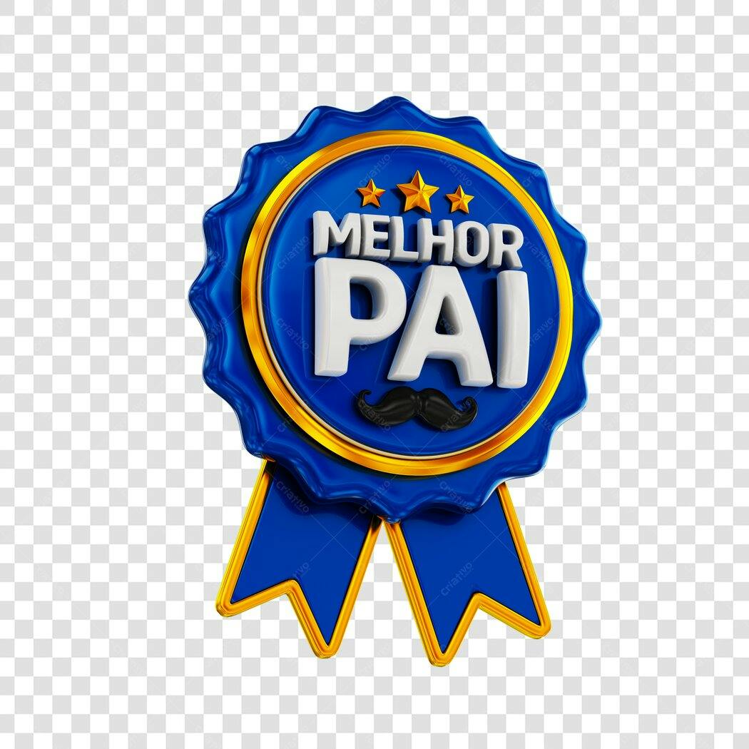 Elemento 3D Medalha Melhor Pai Agosto PNG Fundo Transparente