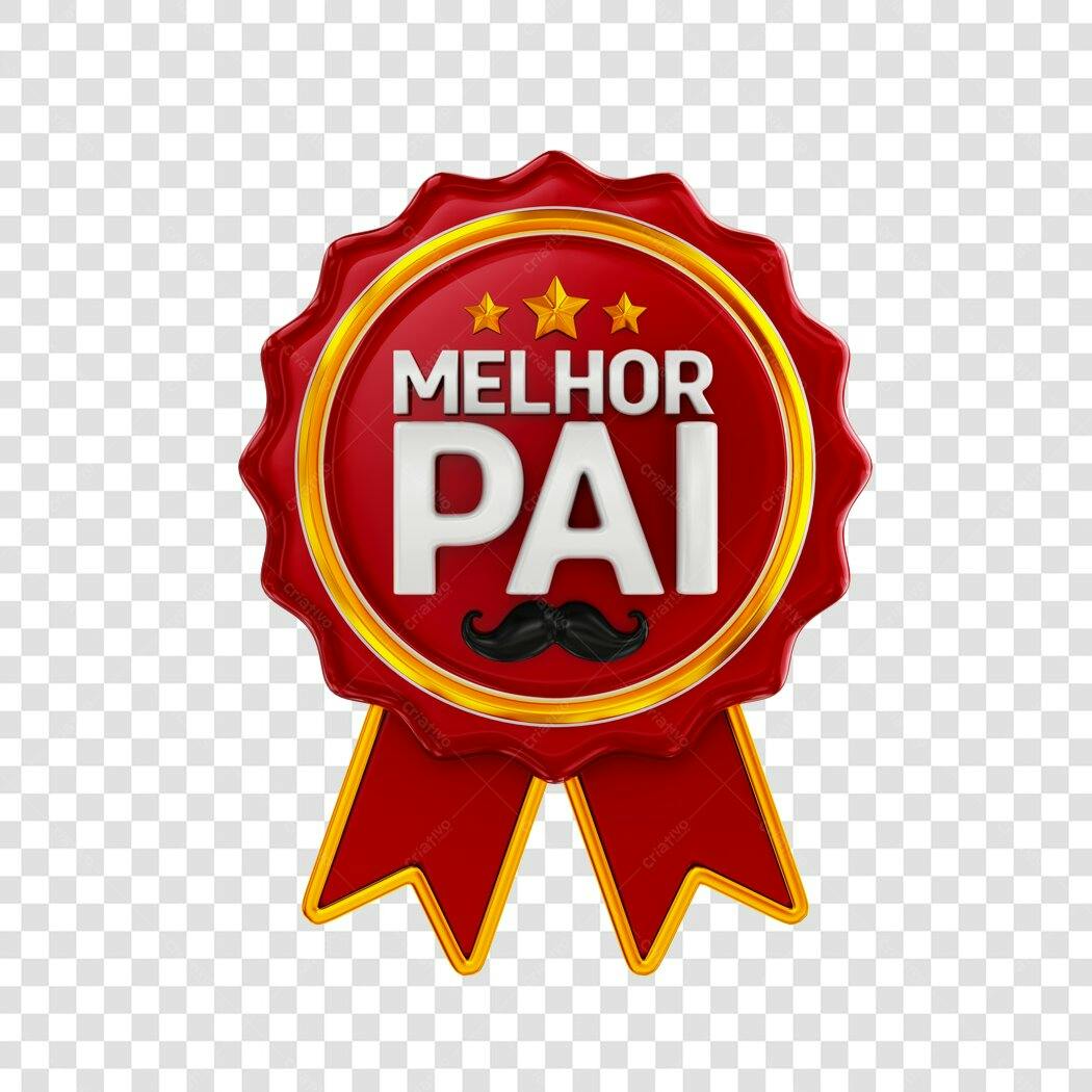Elemento 3D Medalha Melhor Pai Agosto PNG Fundo Transparente