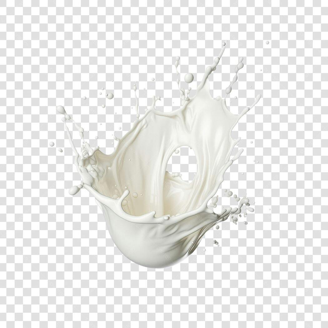 Elemento 3D Salpico Leite Branco PNG Fundo Transparente