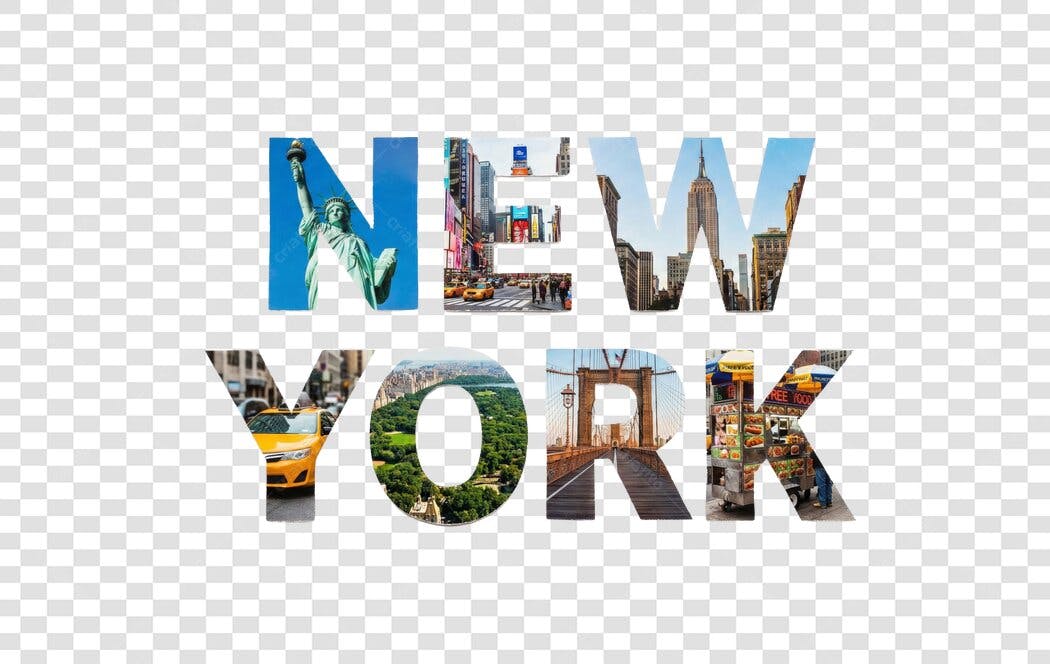 Elemento Decorativo New York Pontos Turísticos PNG Fundo Transparente