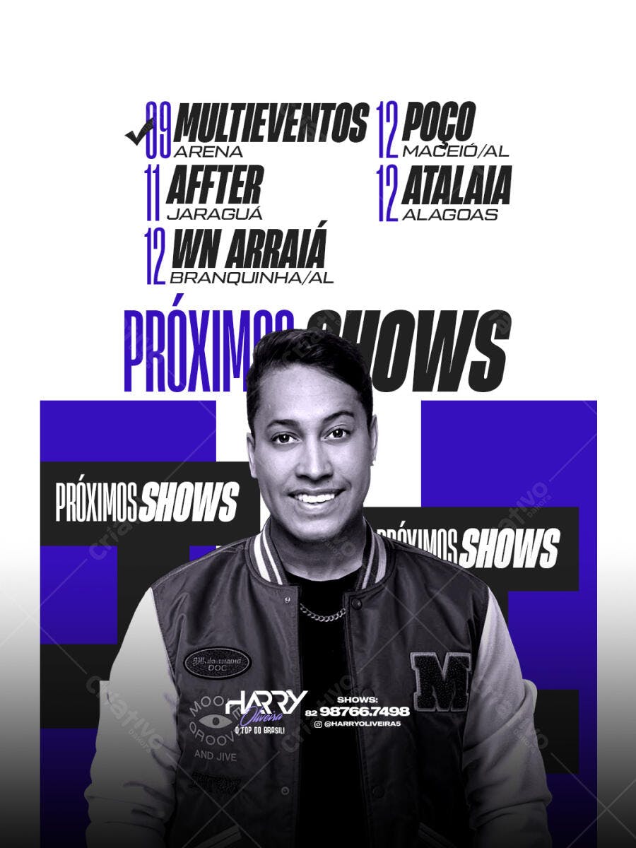 Flyer Próximos Shows Artista Cantor PSD Editável