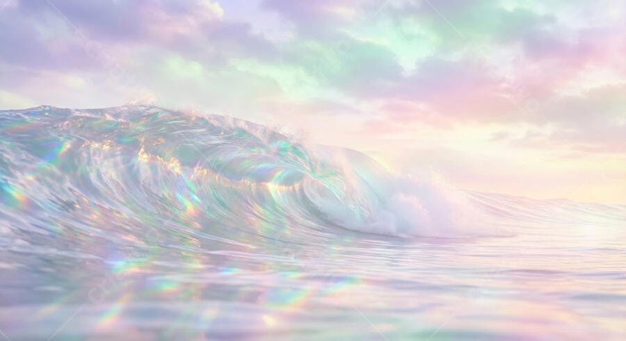 Foto Onda Mar Cristalina Cores Pastel Holográficas