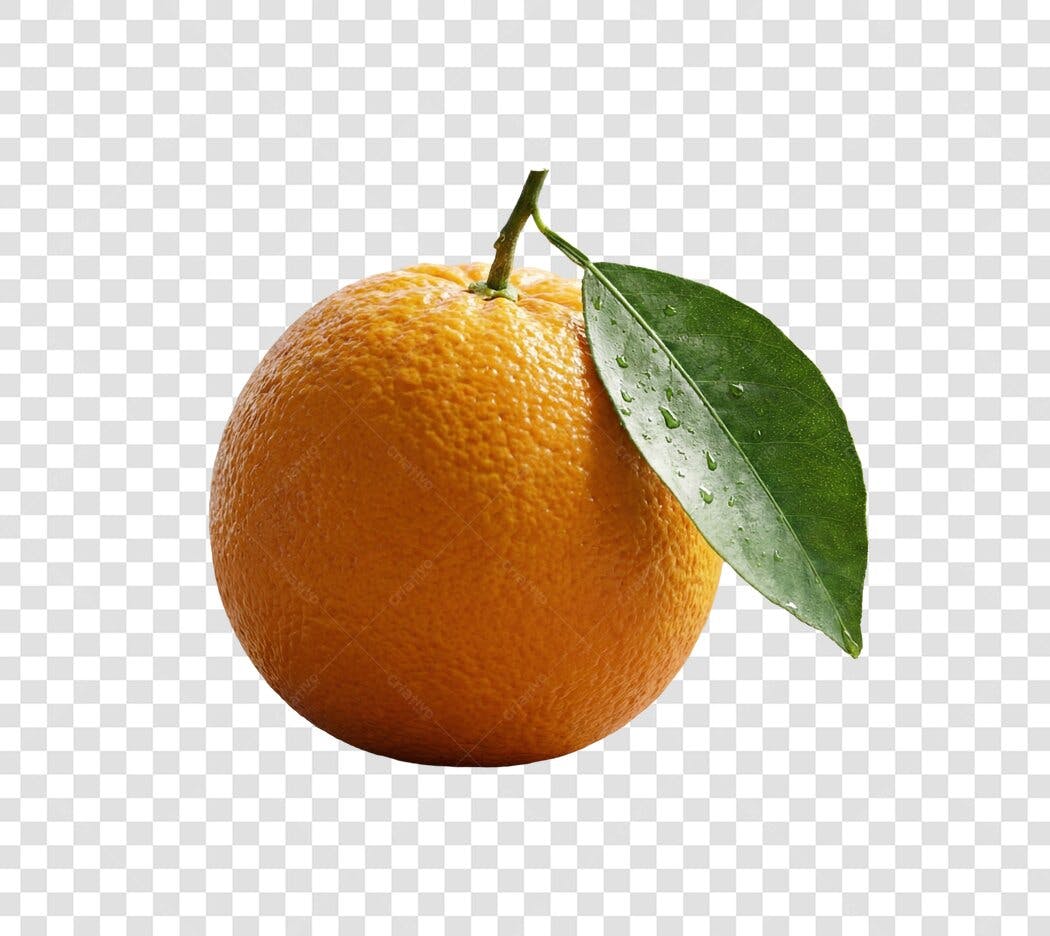 Foto Recortada Laranja Fresca Folha Verde PNG Fundo Transparente