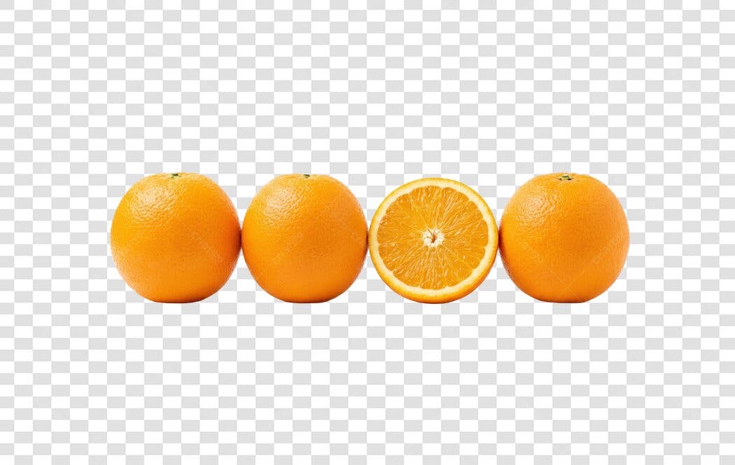 Foto Recortada Laranjas Inteiras e Cortada PNG Fundo Transparente