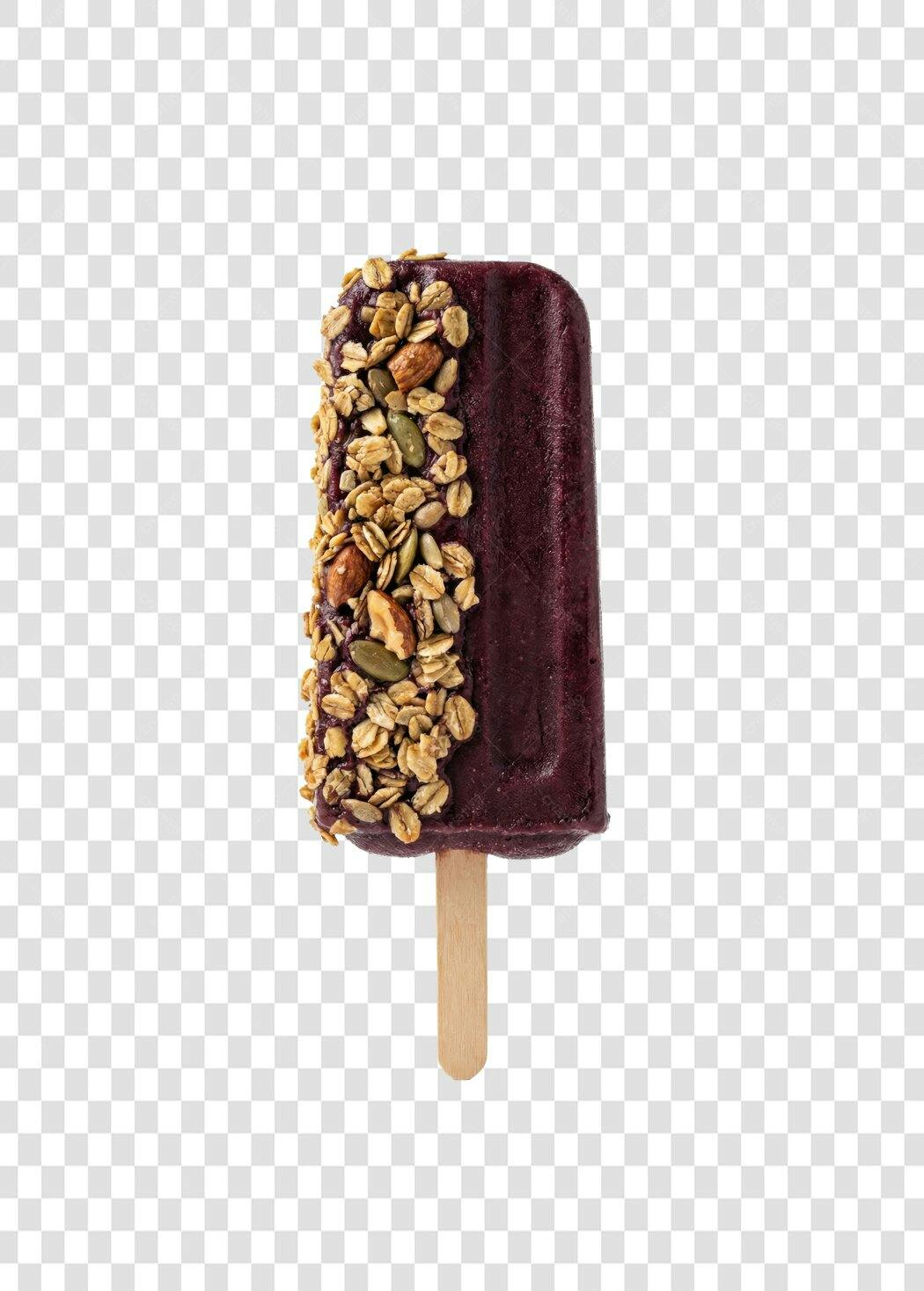 Foto Recortada Picolé Açaí Granola PNG Fundo Transparente