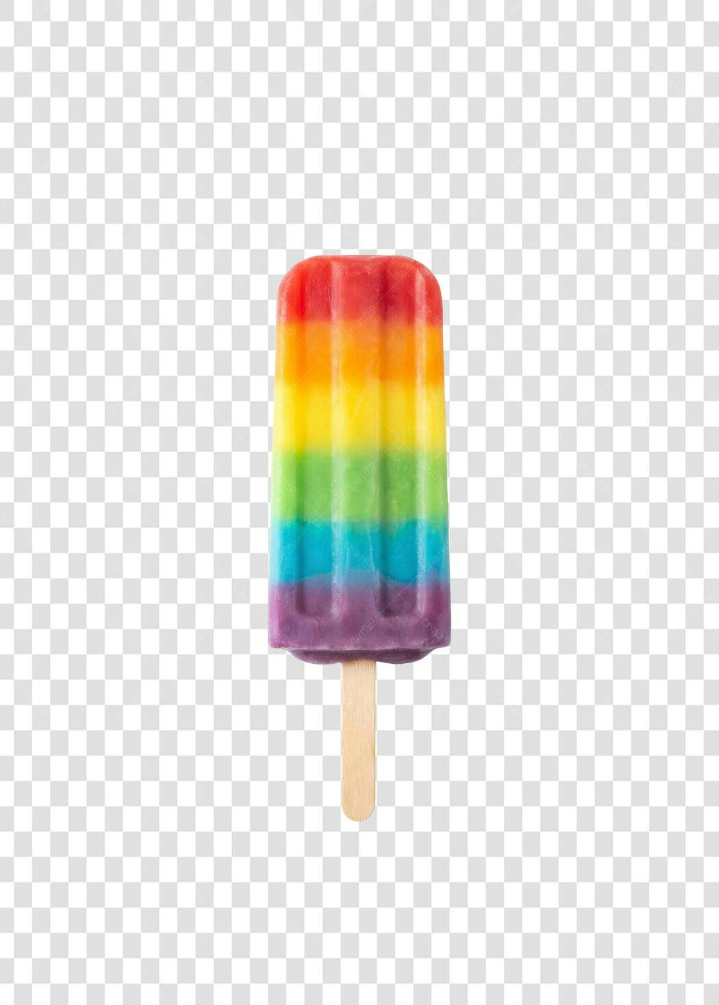 Foto Recortada Picolé Arco-Íris Colorido PNG Fundo Transparente