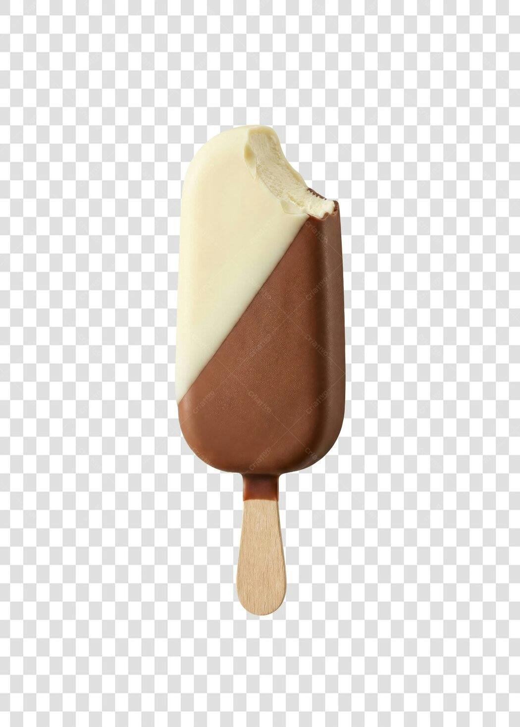 Foto Recortada Picolé Chocolate Branco Mordido PNG Fundo Transparente