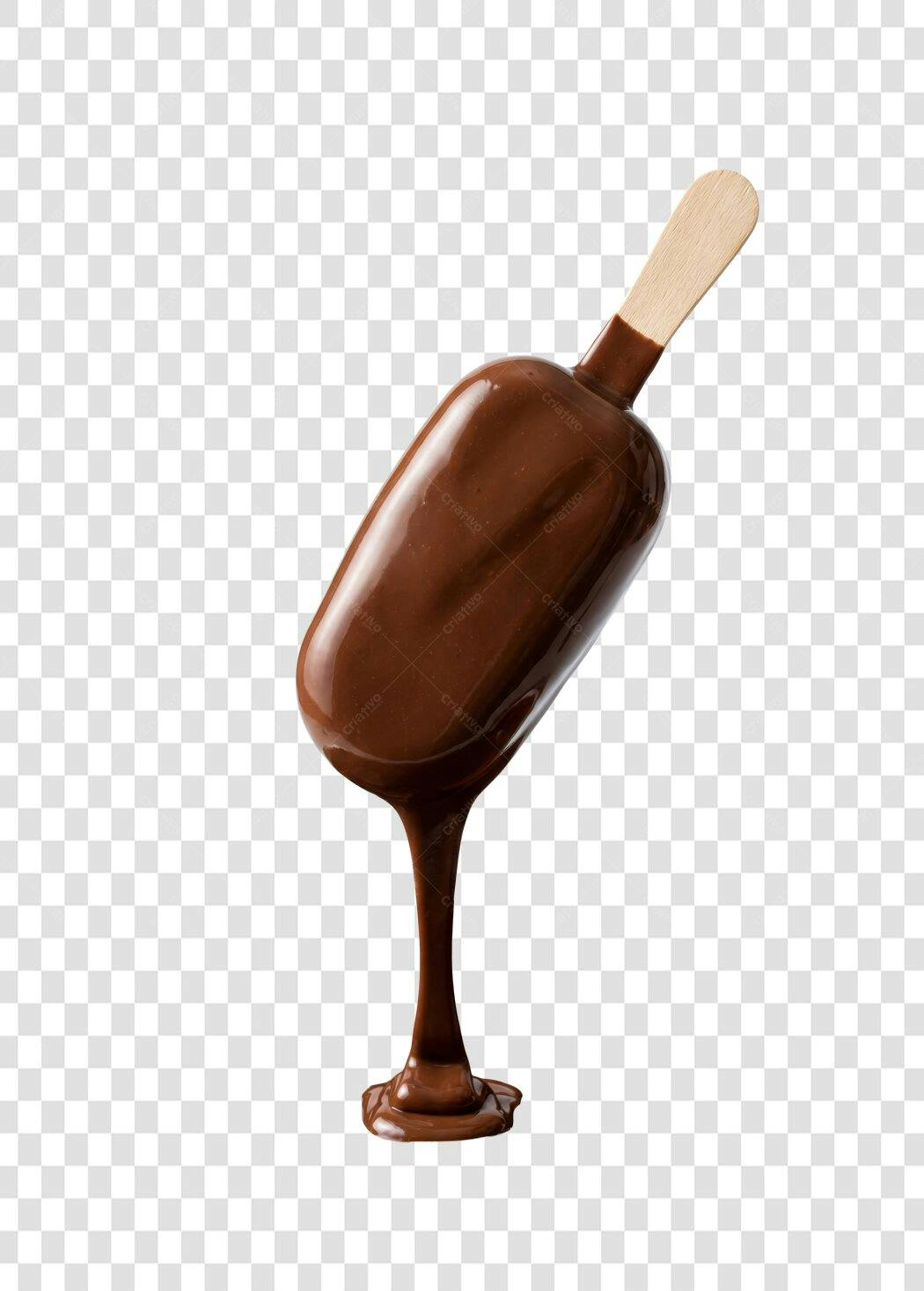 Foto Recortada Picolé Chocolate Derretendo PNG Fundo Transparente