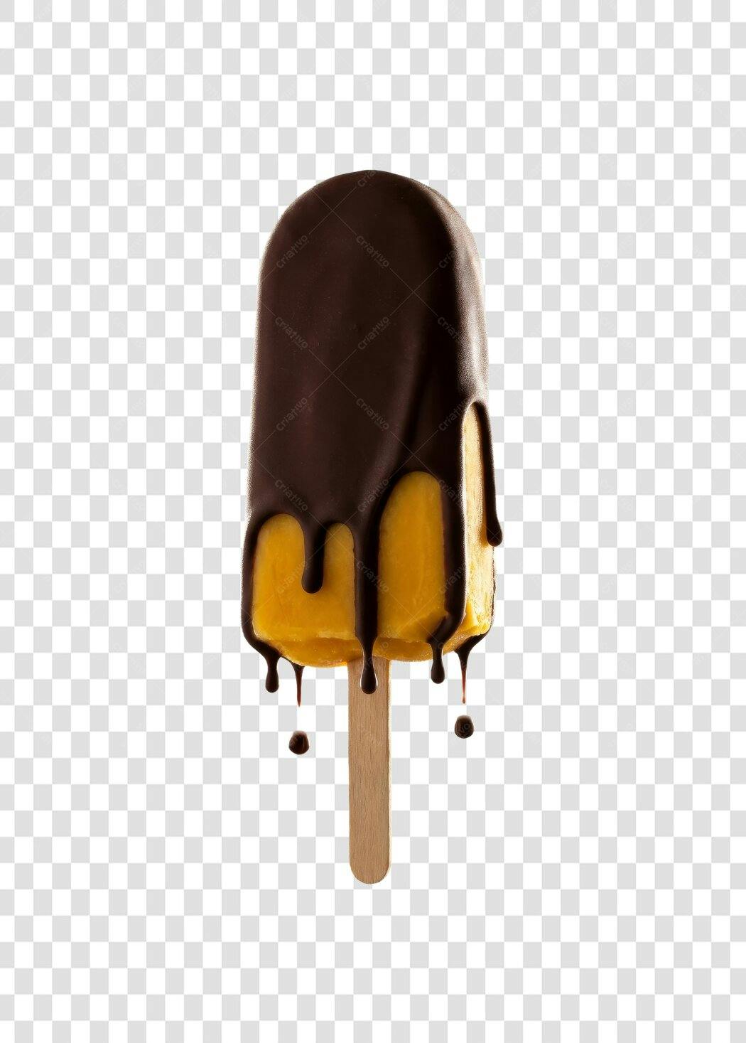 Foto Recortada Picolé Chocolate Derretendo PNG Fundo Transparente