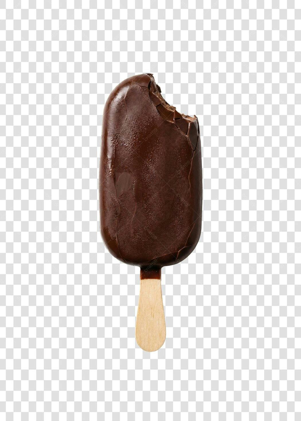 Foto Recortada Picolé Chocolate Mordido PNG Fundo Transparente
