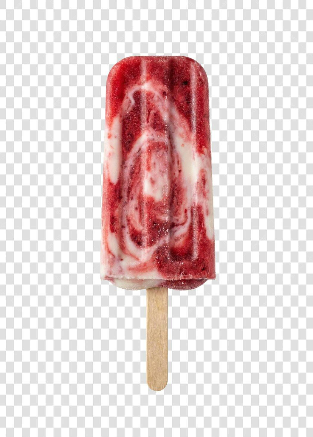 Foto Recortada Picolé Frutas Vermelhas Cremoso PNG Fundo Transparente