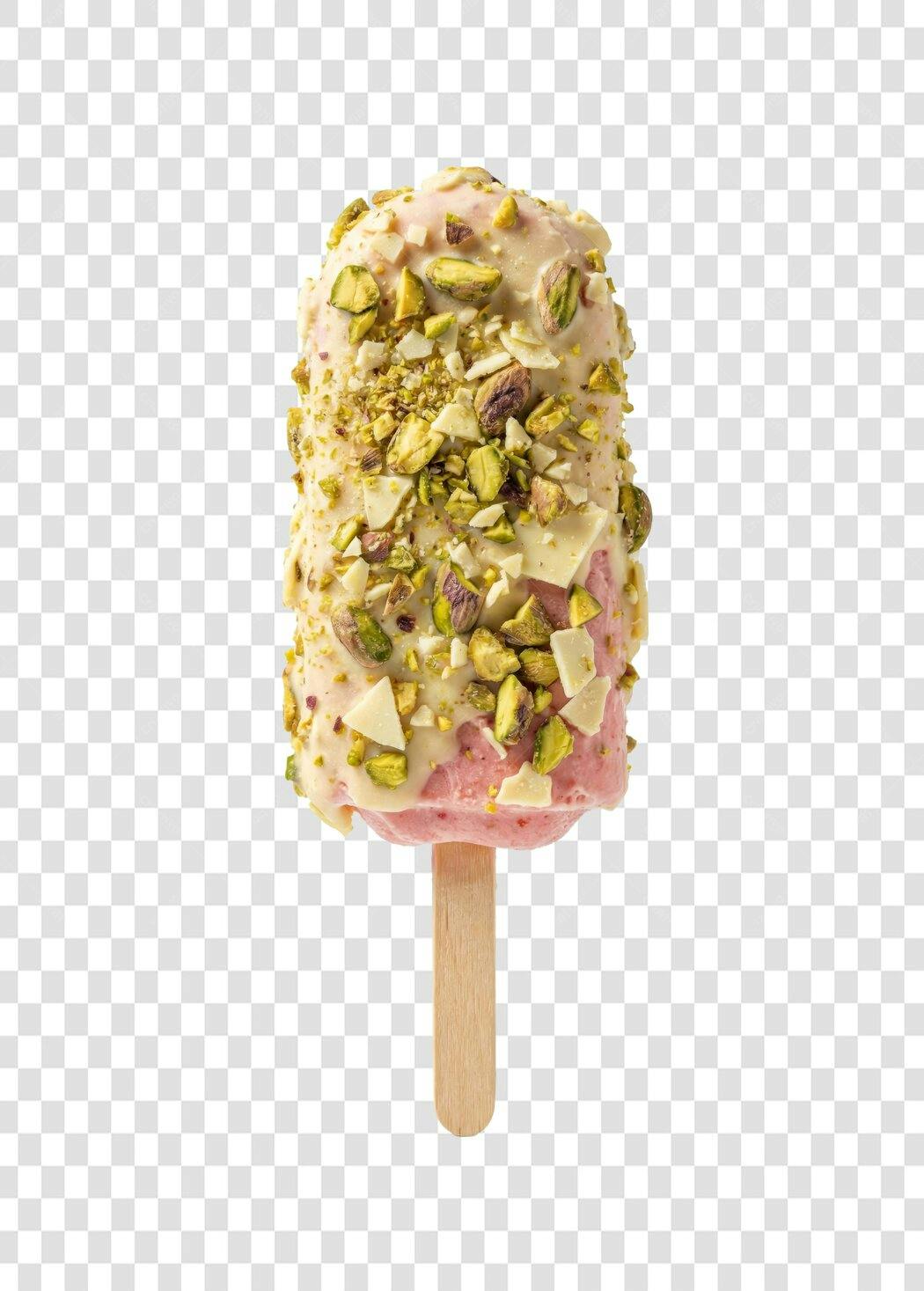 Foto Recortada Picolé Pistache Morango PNG Fundo Transparente