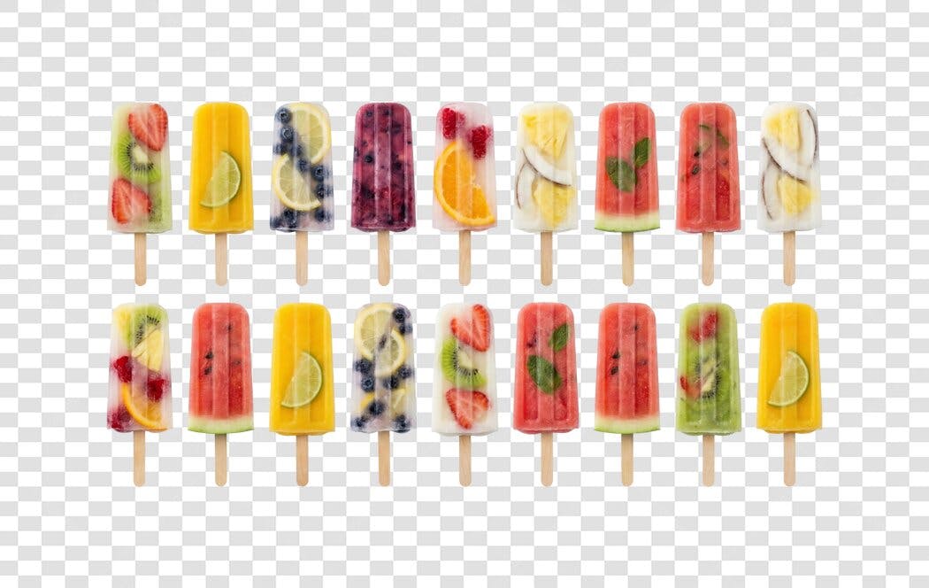 Foto Recortada Picolés Frutas Variadas Verão PNG Fundo Transparente