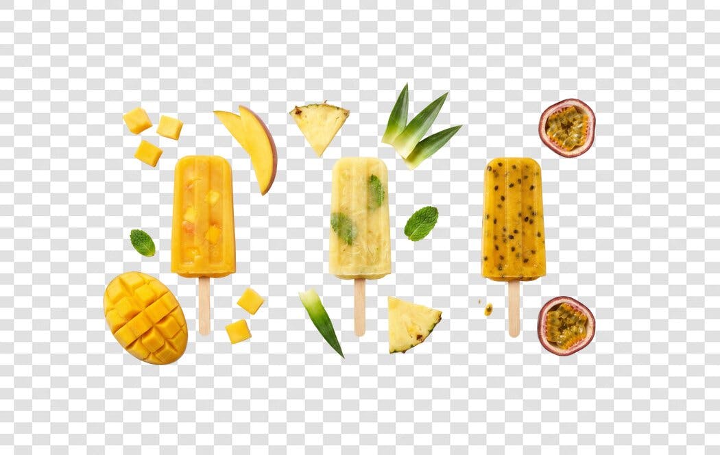 Foto Recortada Picolés Frutas Verão Manga Maracujá PNG Fundo Transparente