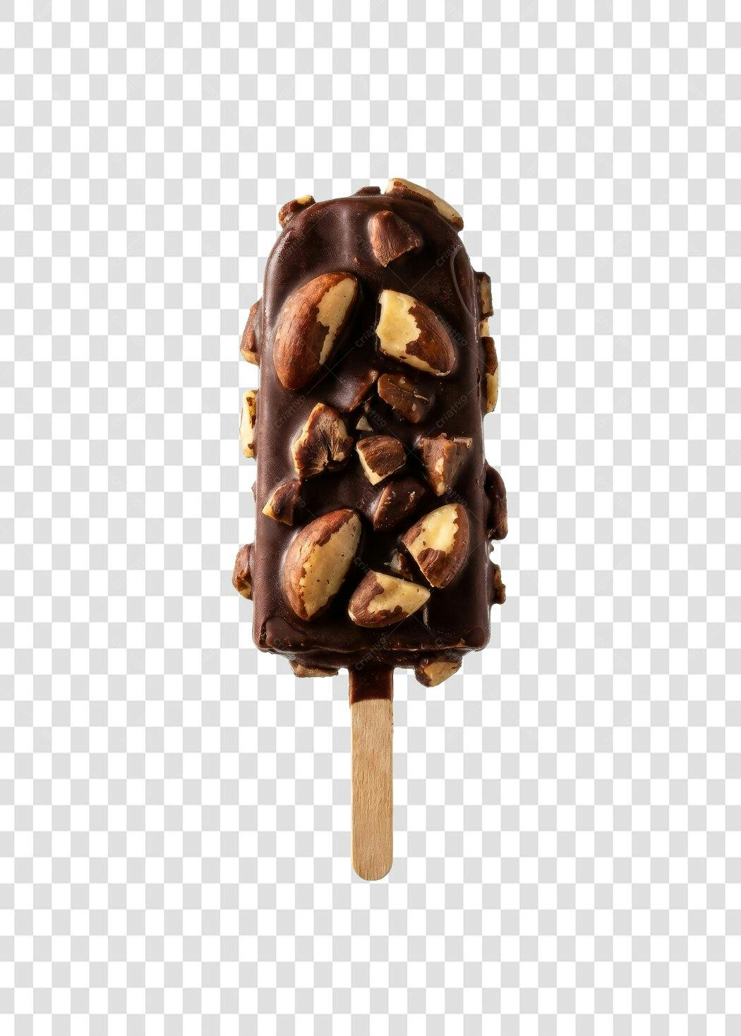 Foto Recortada Sorvete Chocolate Castanha-do-Pará PNG Fundo Transparente