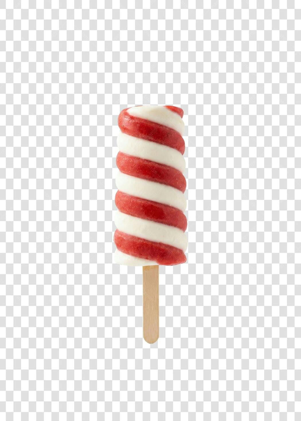 Foto Recortada Sorvete Espiral Vermelho Branco Picolé PNG Fundo Transparente