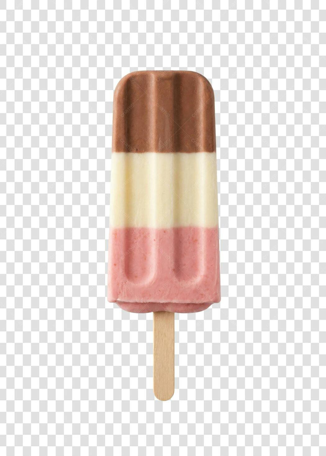 Foto Recortada Sorvete Picolé Três Sabores PNG Fundo Transparente