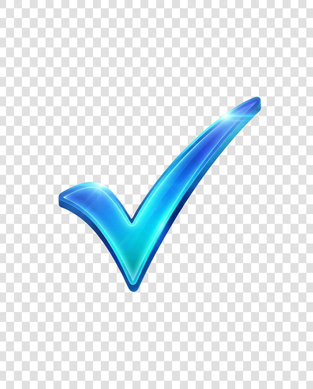 Ícone Checkmark 3D Azul Brilhante PNG Fundo Transparente