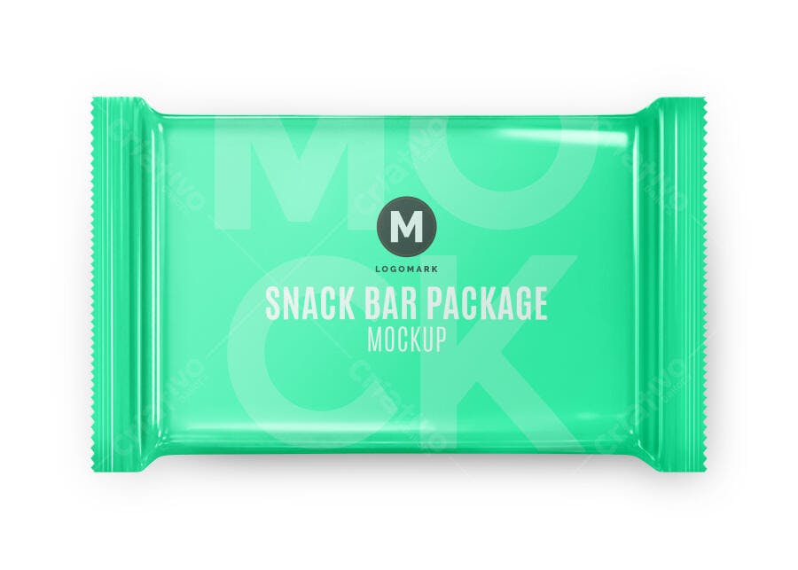 Mockup Embalagem Barra de Cereal Plástico Frontal Editável