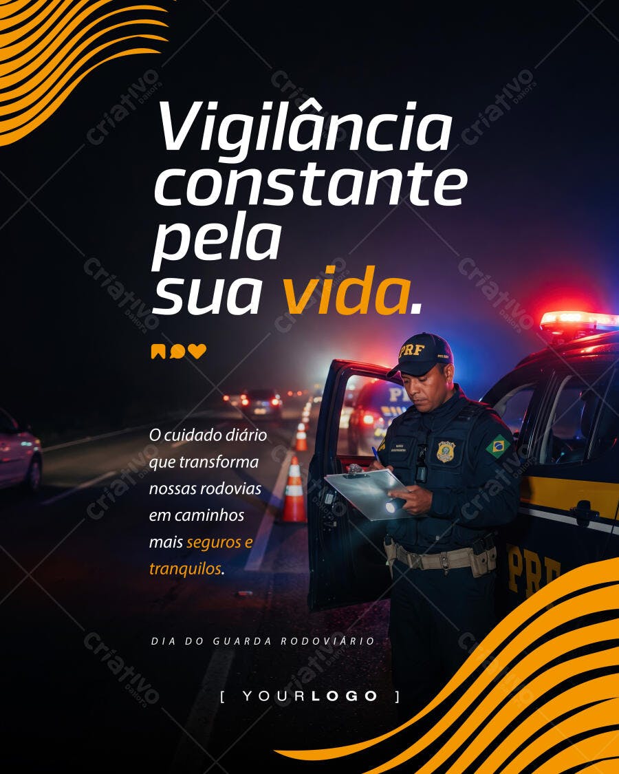 Post Dia do Guarda Rodoviário Segurança PSD Editável