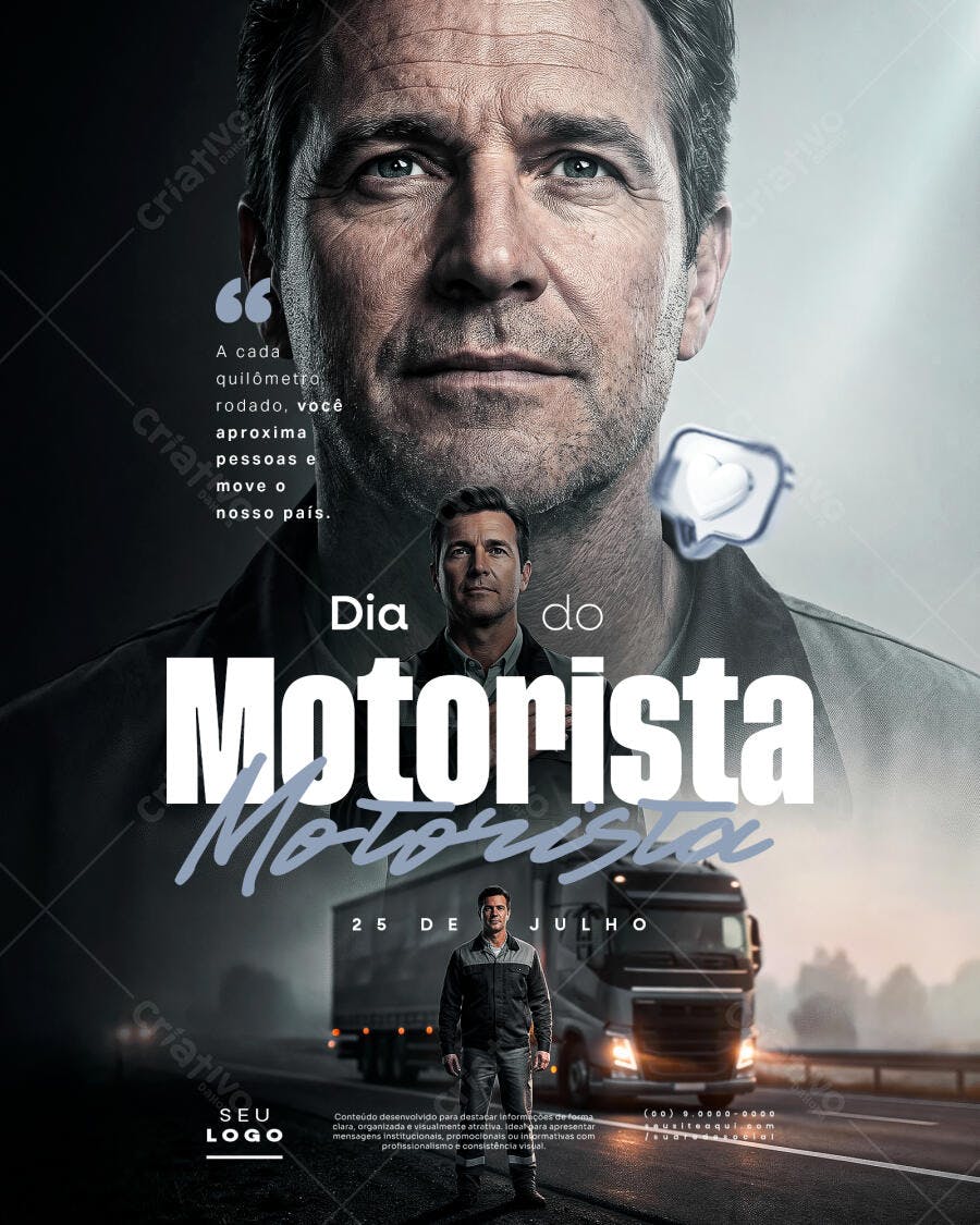 Post Dia do Motorista 25 de Julho PSD Editável