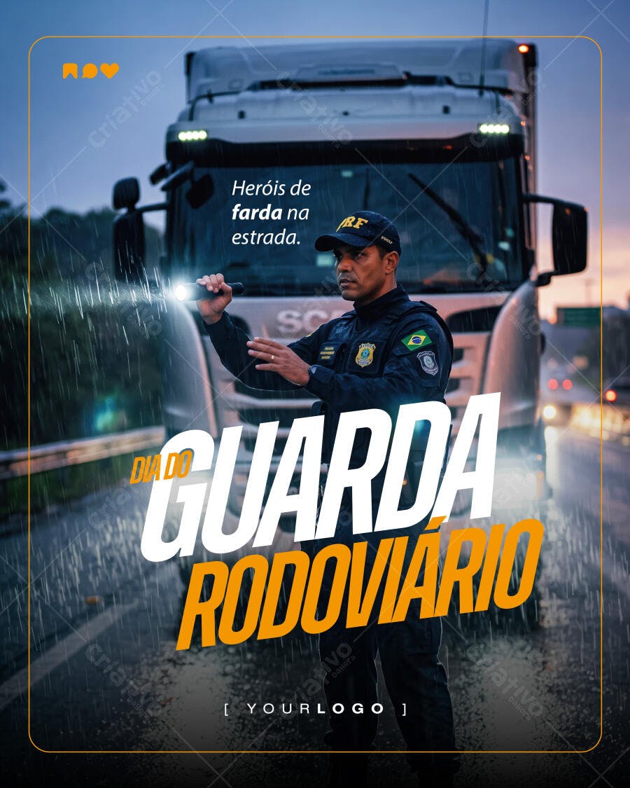 Post Instagram Dia do Guarda Rodoviário PSD Editável