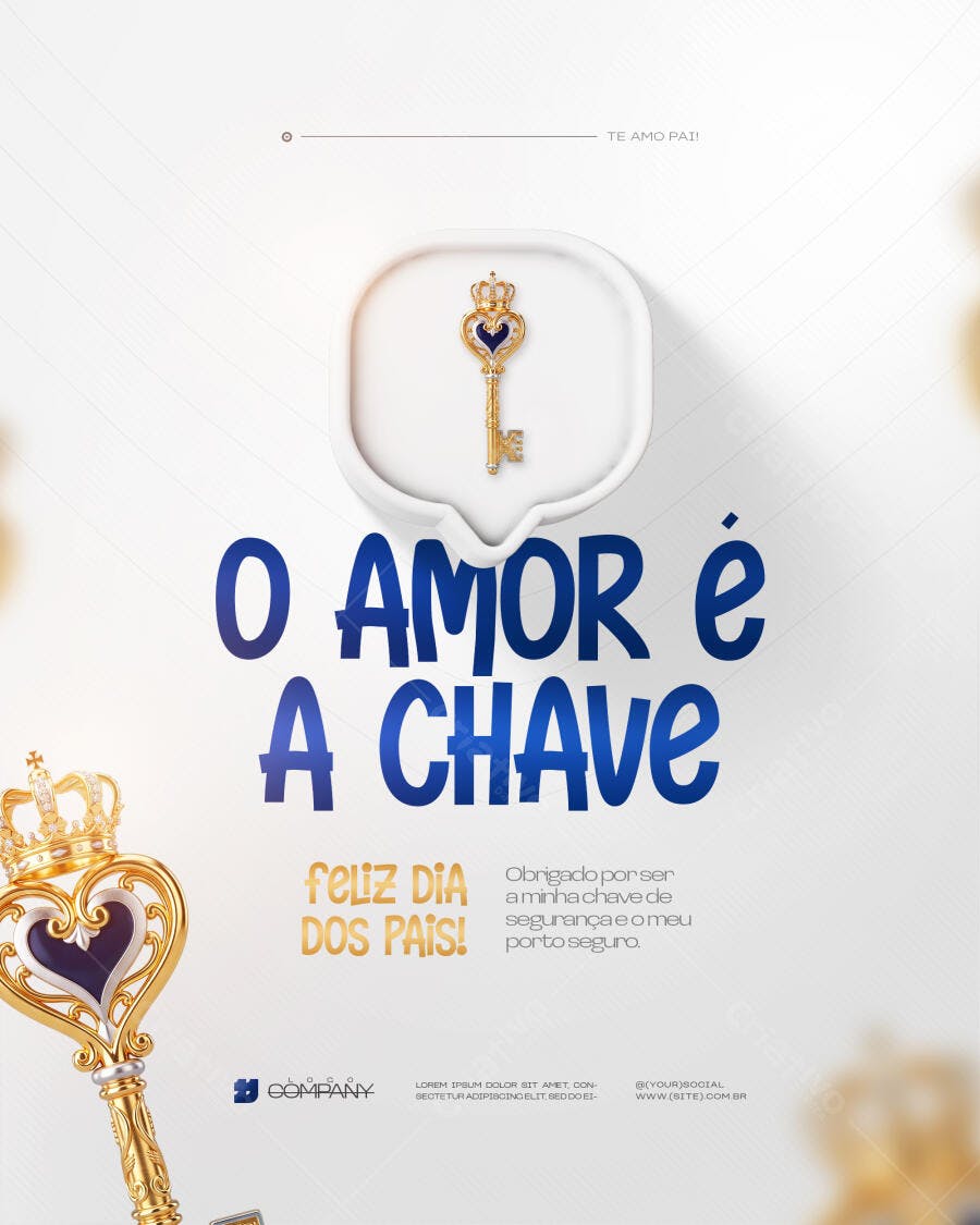 Post Instagram Dia dos Pais Chave Amor PSD Editável