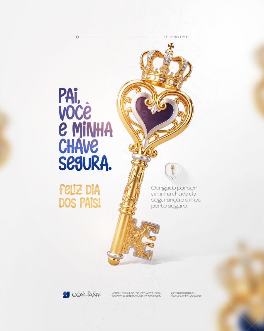 Post Instagram Dia dos Pais Chave Coroa PSD Editável