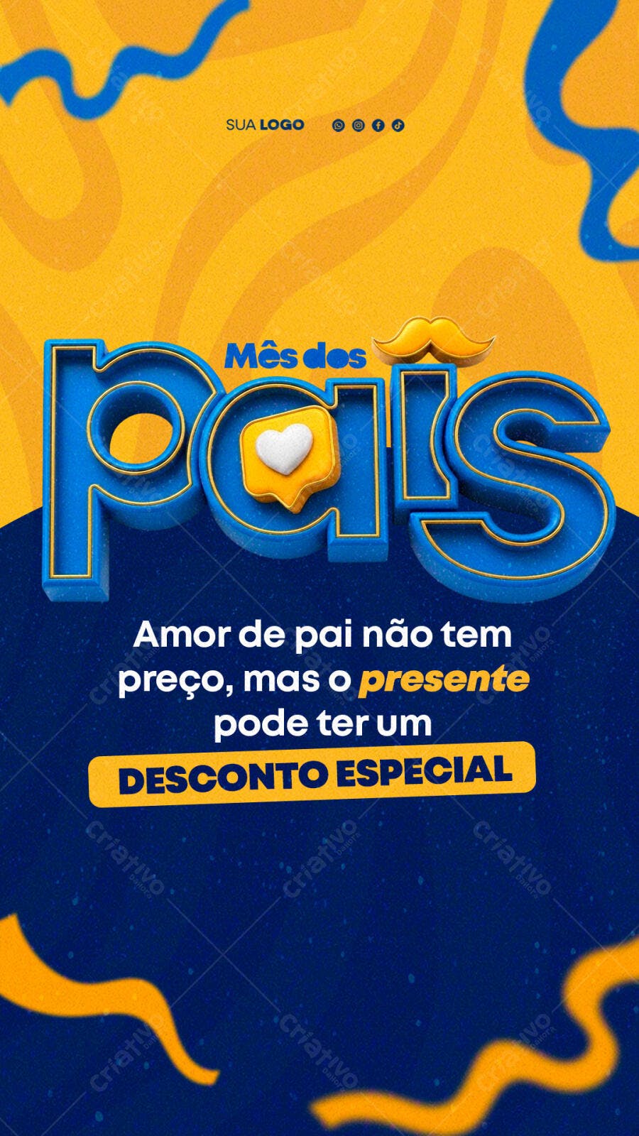 Post Instagram Mês dos Pais Desconto Especial PSD Editável