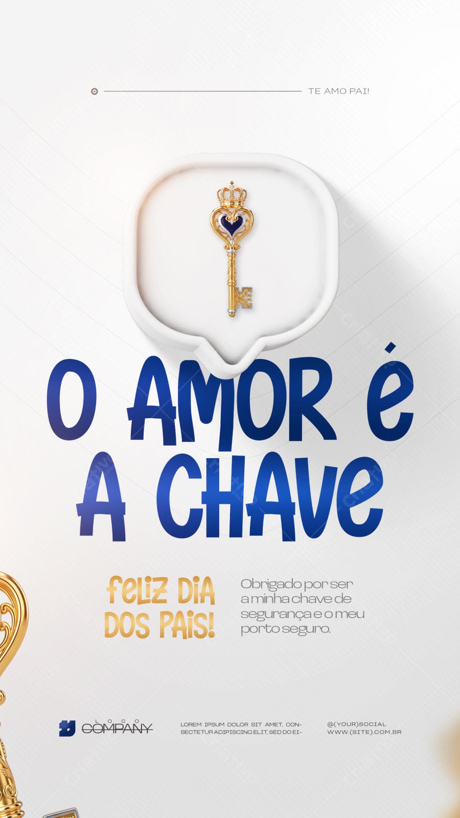 Story Dia dos Pais Agosto Chave Dourada PSD Editável