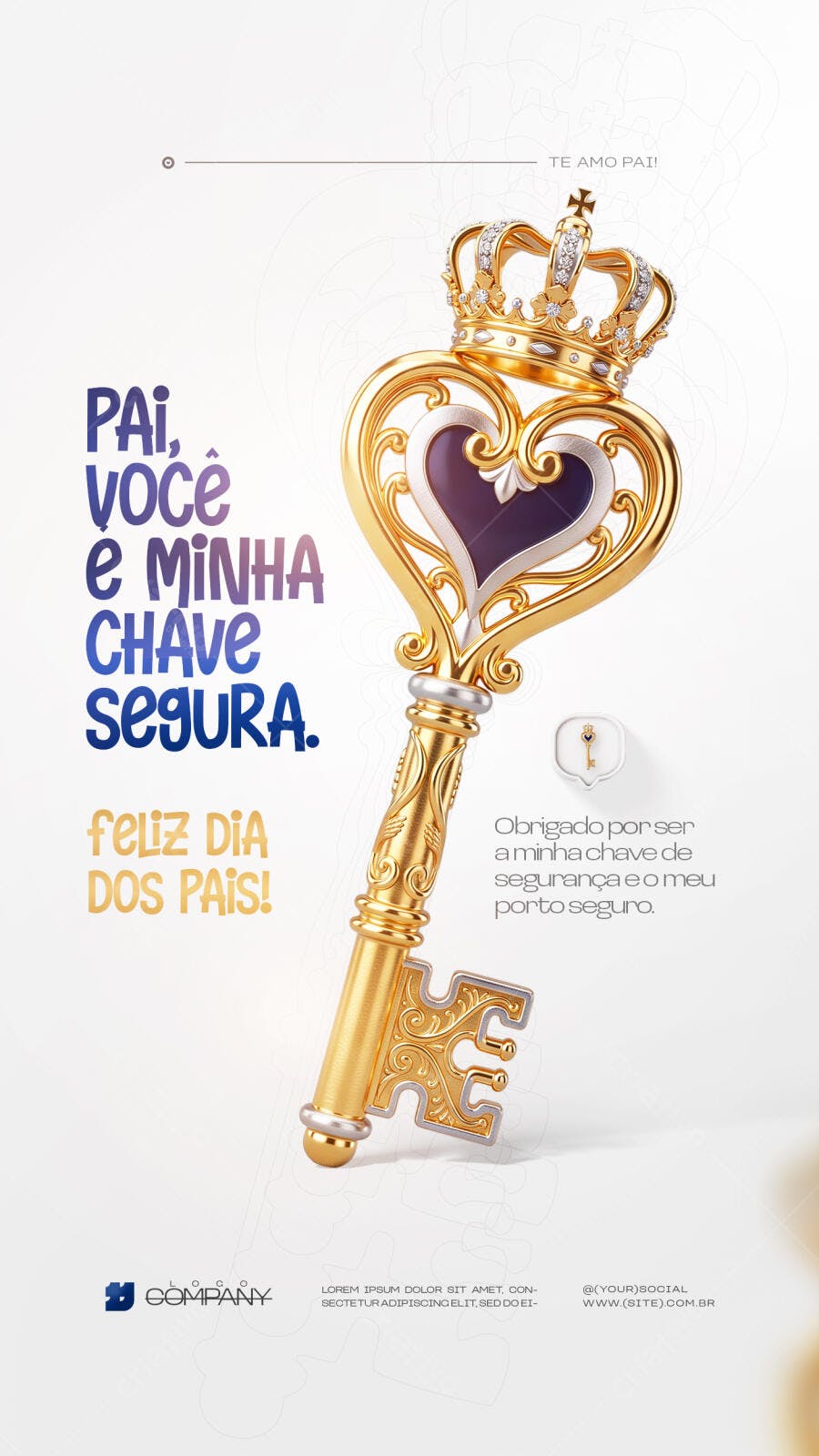 Story Dia dos Pais Chave Coroa Dourada PSD Editável