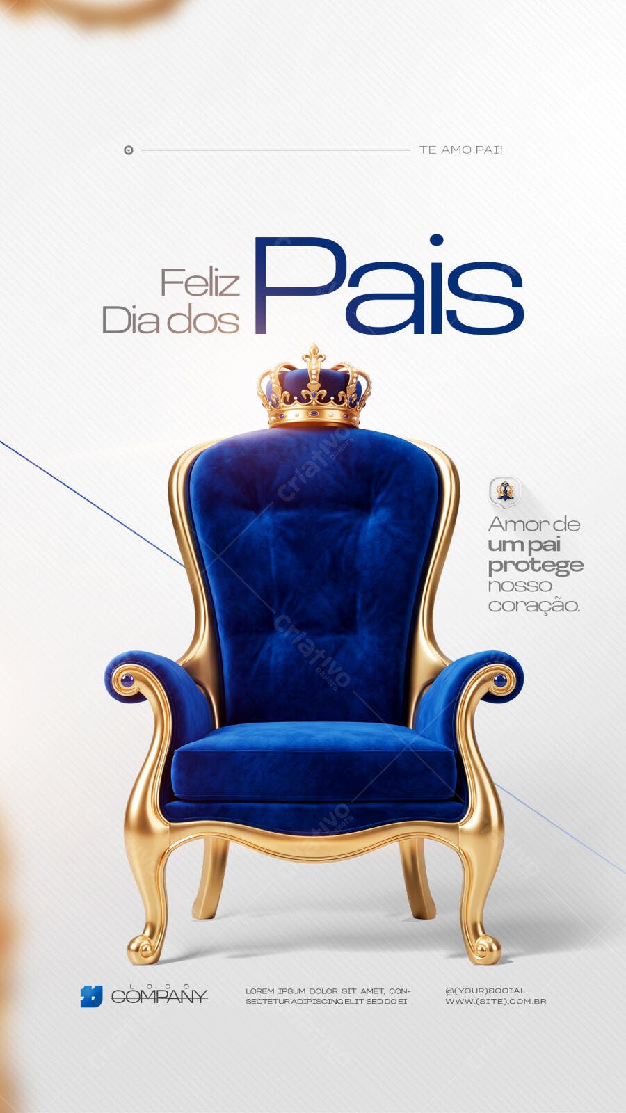 Story Dia dos Pais Trono Azul Dourado PSD Editável