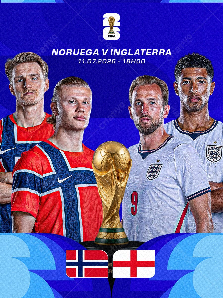 Post Copa do Mundo 2026 Futebol Noruega Inglaterra PSD Editável
