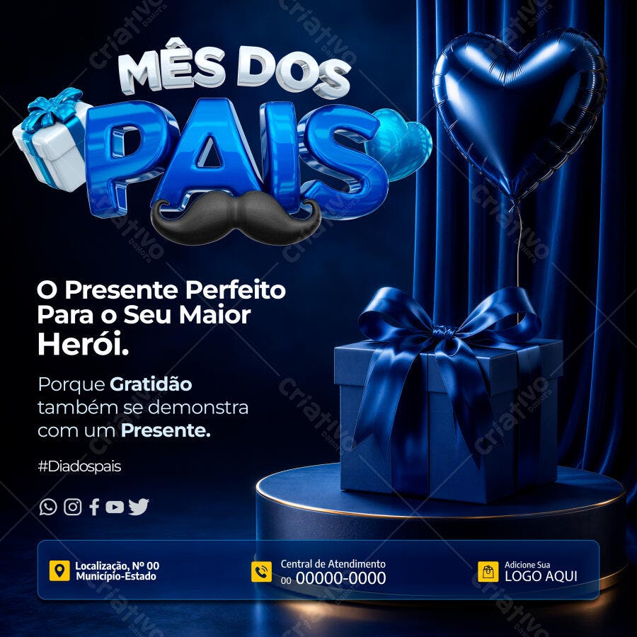Post Instagram Dia dos Pais Presente PSD Editável