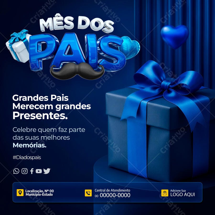 Post Instagram Dia dos Pais Presentes PSD Editável