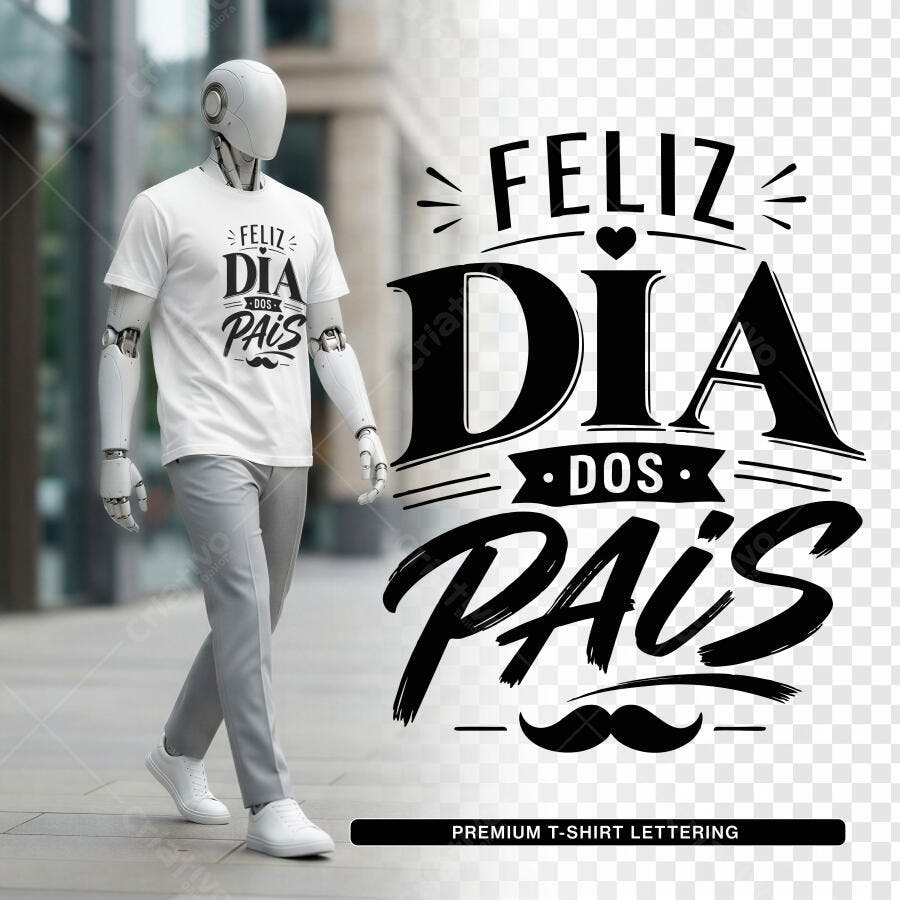 Lettering Dia dos Pais Agosto Camiseta PSD Editável