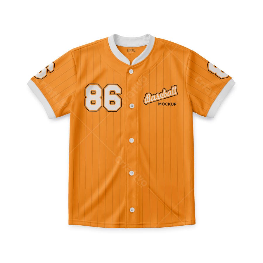 Mockup Camiseta Baseball Laranja Listrada Frente Editável