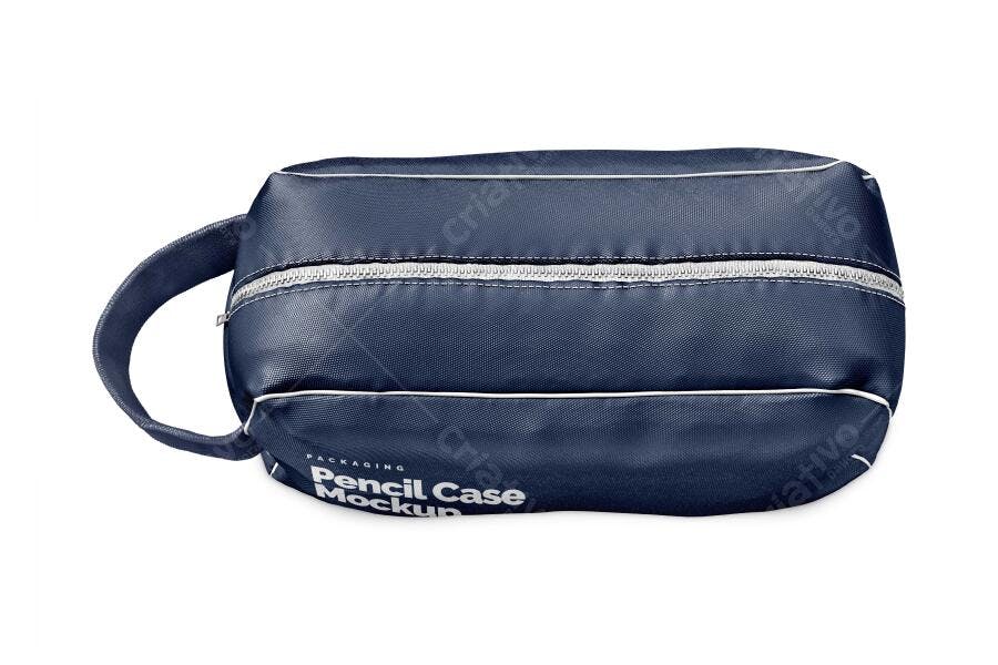 Mockup Estojo Necessaire Azul Marinho Fundo Branco Editável