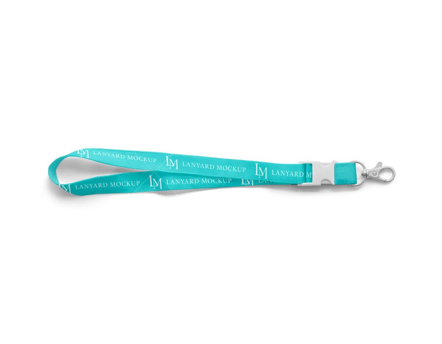 Mockup Lanyard Cordão Crachá Vista Superior Fundo Branco Editável