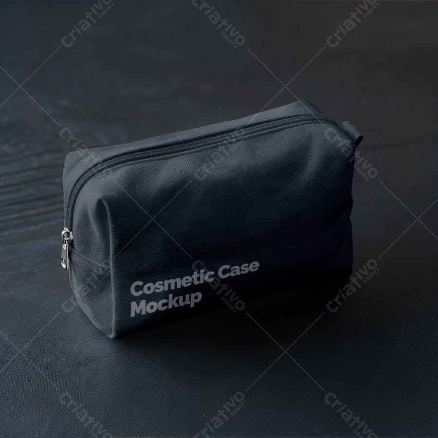 Mockup Necessaire Tecido Escura Fundo Preto Editável