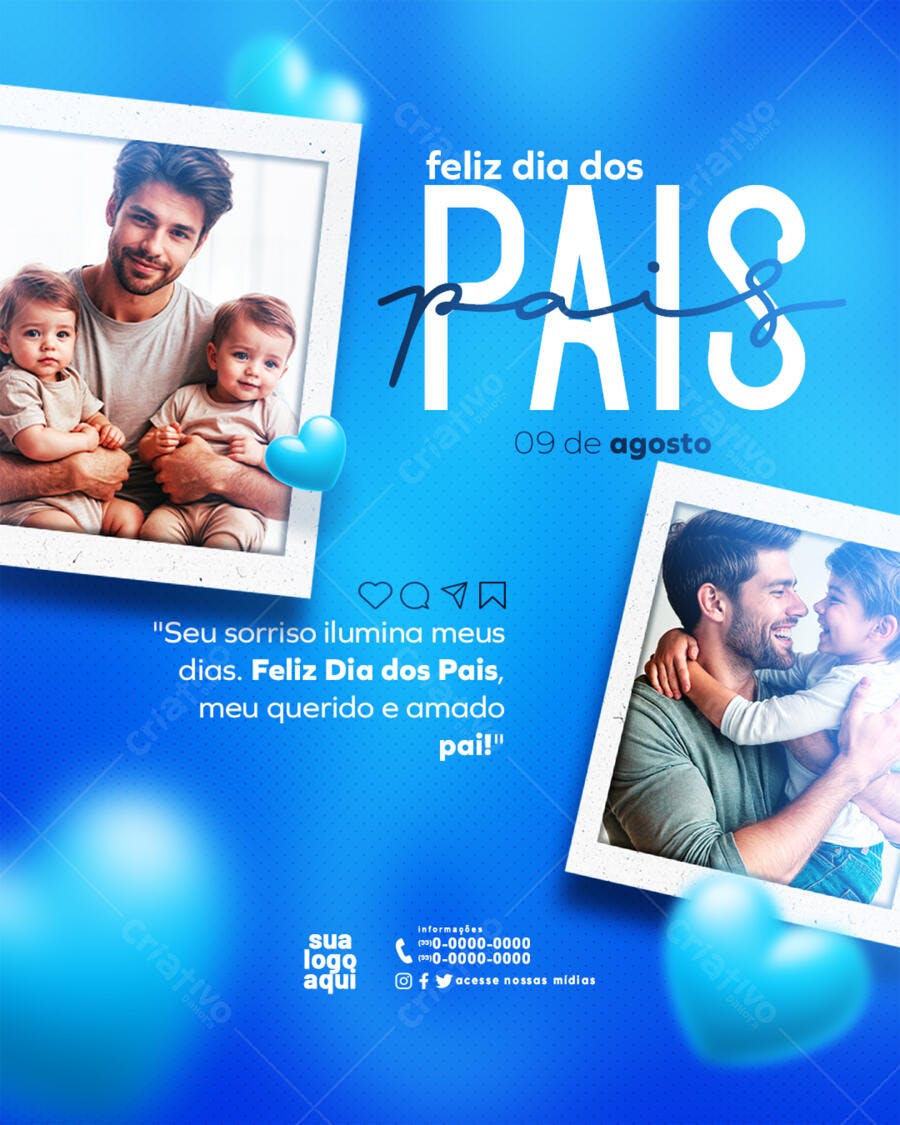 Post Dia dos Pais Agosto PSD Editável