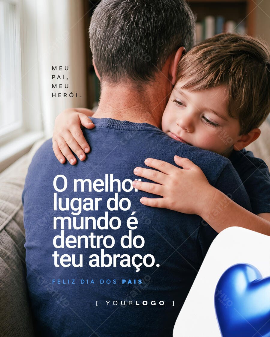 Post Instagram Dia dos Pais Abraço Azul PSD Editável