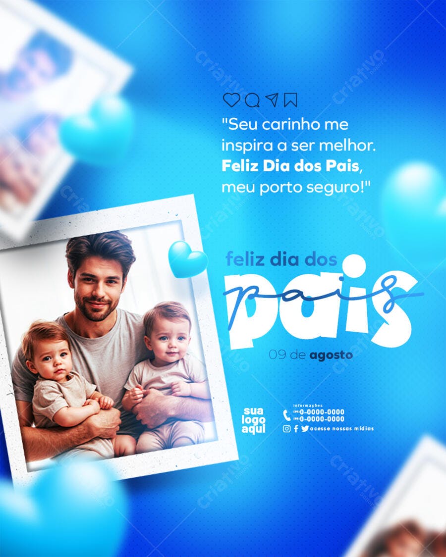 Post Instagram Dia dos Pais Agosto PSD Editável