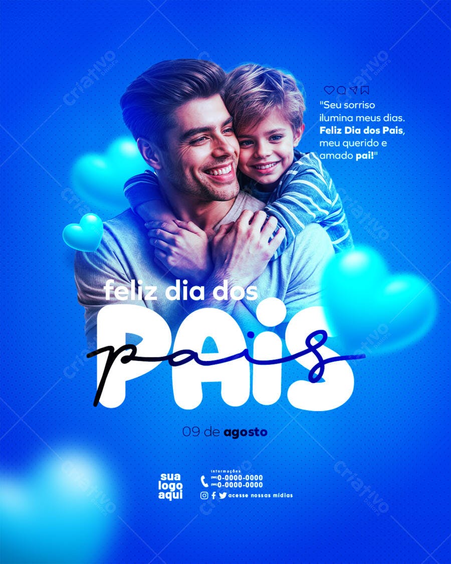 Post Instagram Dia dos Pais Agosto PSD Editável