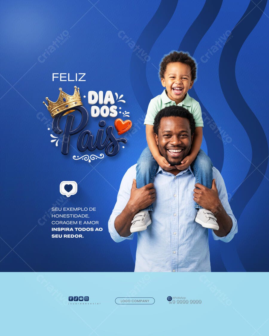 Post Instagram Dia dos Pais Agosto PSD Editável