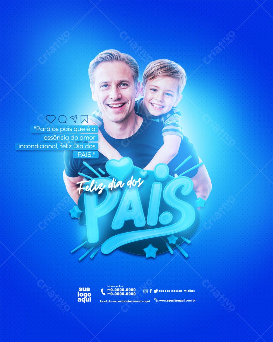 Post Instagram Dia dos Pais Agosto PSD Editável