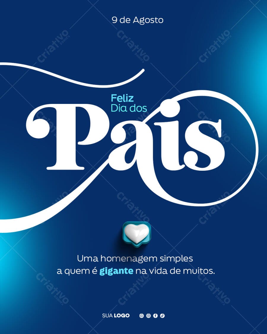 Post Instagram Dia dos Pais Agosto PSD Editável