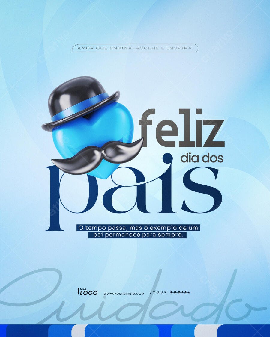 Post Instagram Dia dos Pais Coração Bigode PSD Editável
