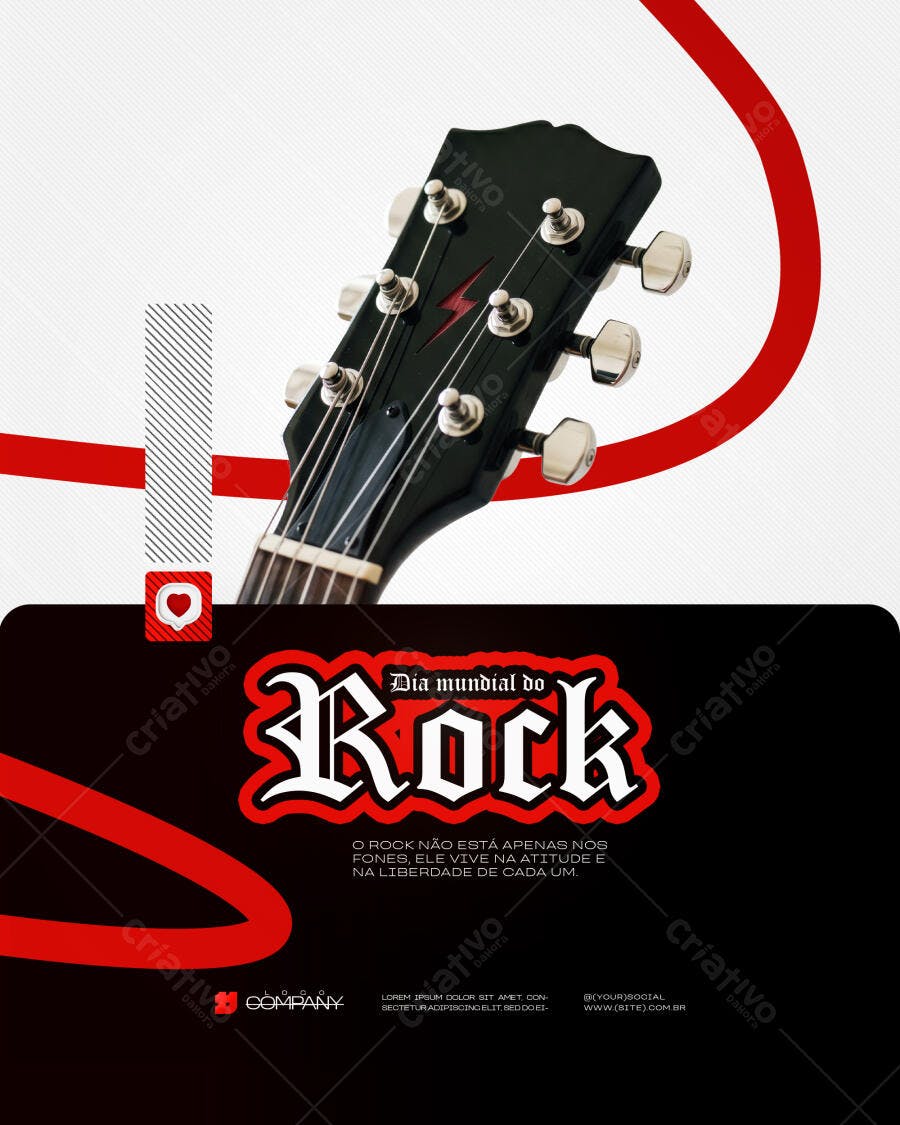 Post Instagram Dia Mundial do Rock PSD Editável