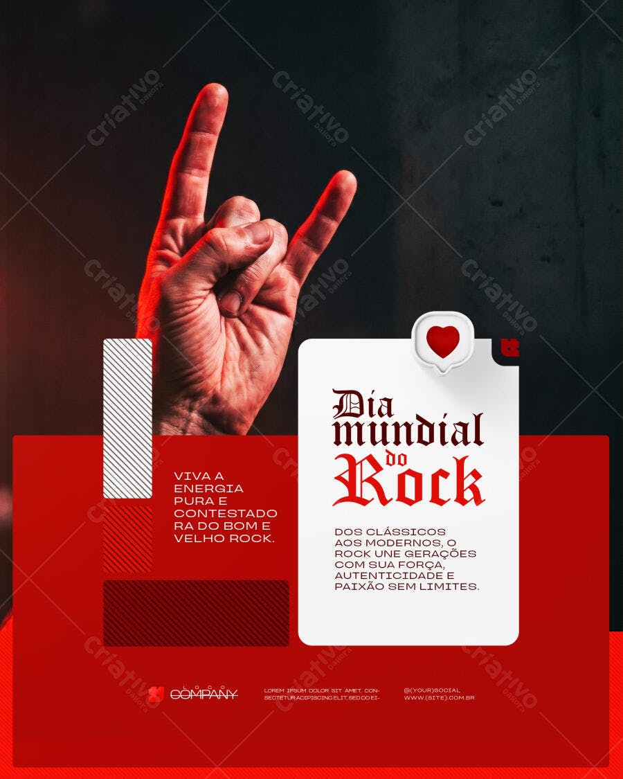 Post Instagram Dia Mundial do Rock PSD Editável